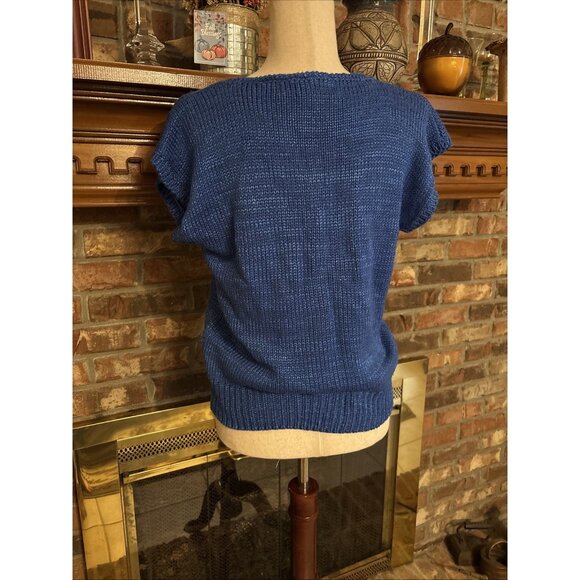 Chais Blue Knit Silk Blend Vest Size Large - Picture 3 of 6